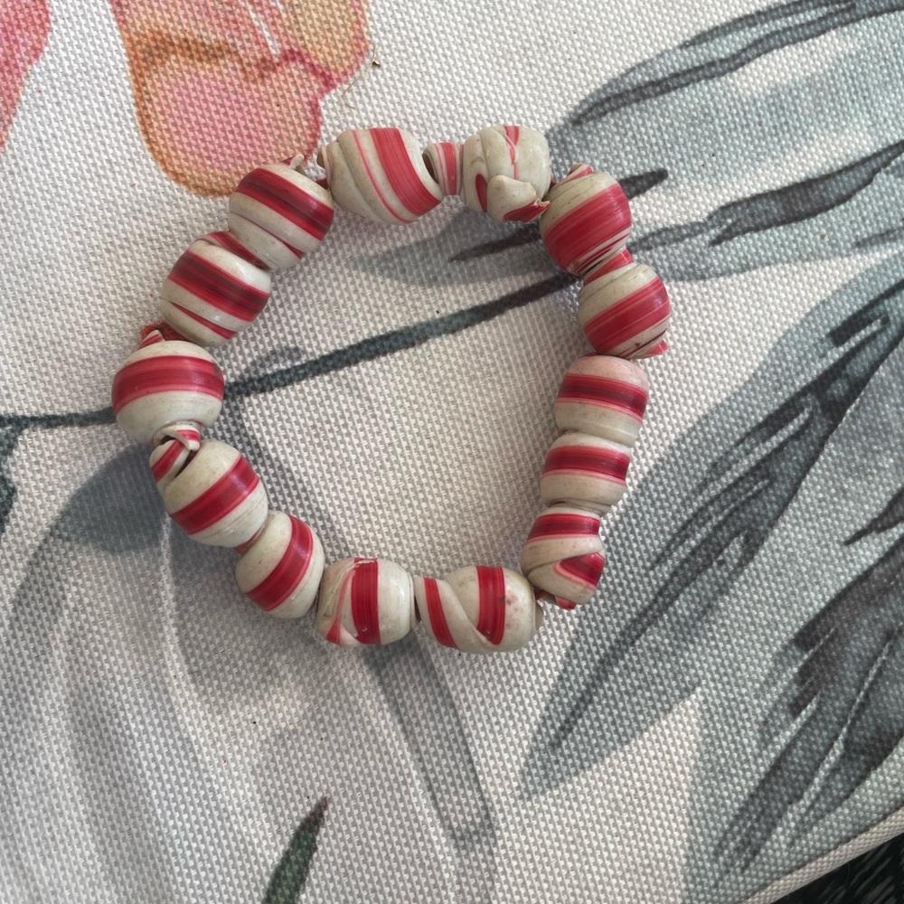 Handmade red and white bracelet from Accra Ghana!